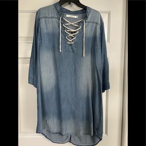 Denim look dress